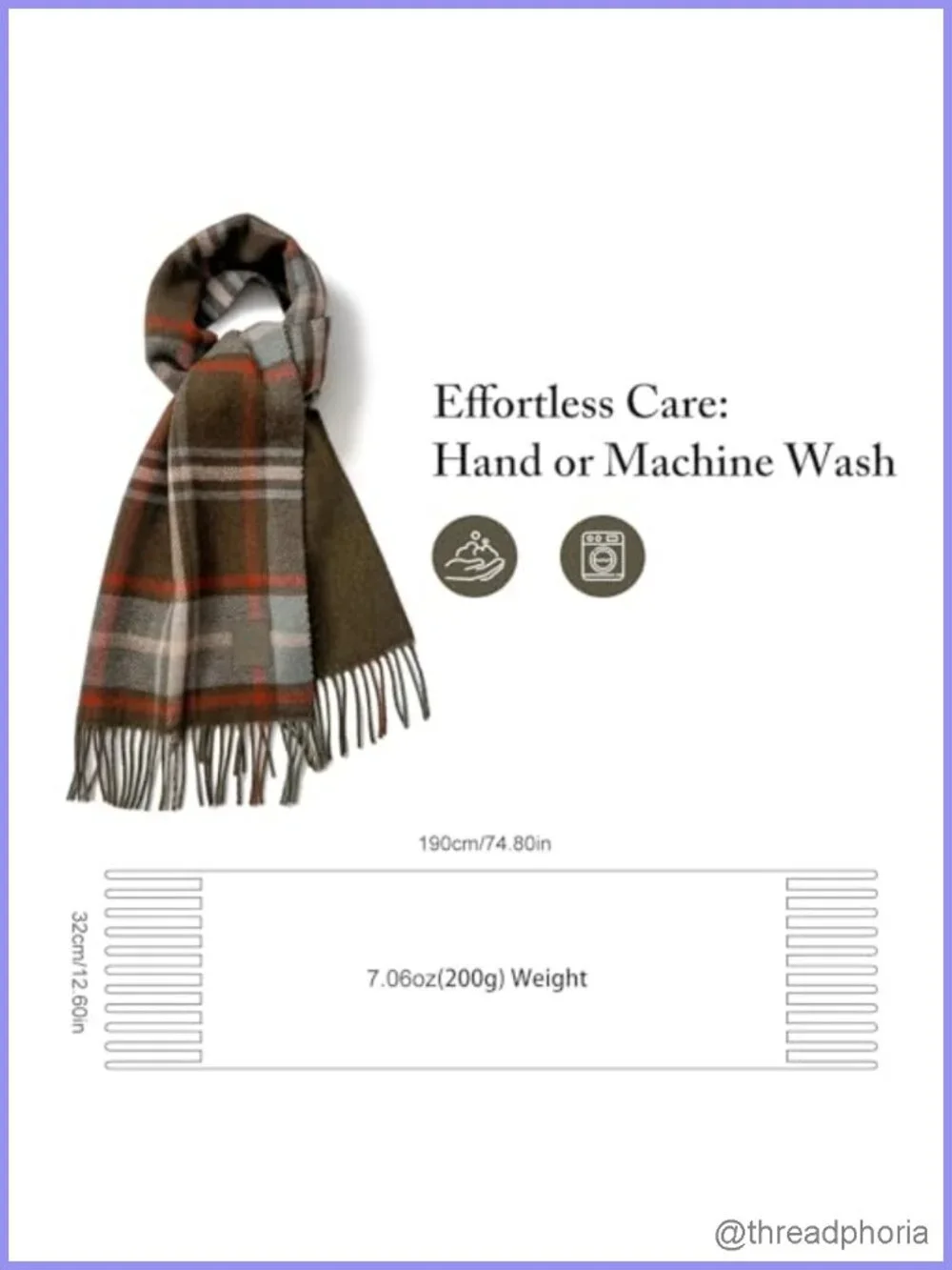Wool Blend Plaid Winter Scarf Oversized Shawl Wrap Unisex